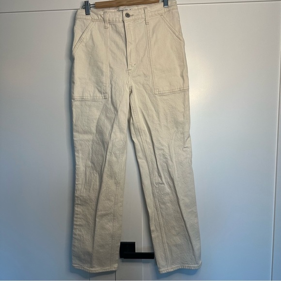 🎆 Abercrombie & Fitch AF 90s Straight Ultra High Rise Carpenter Jeans cream 30 - Picture 4 of 11